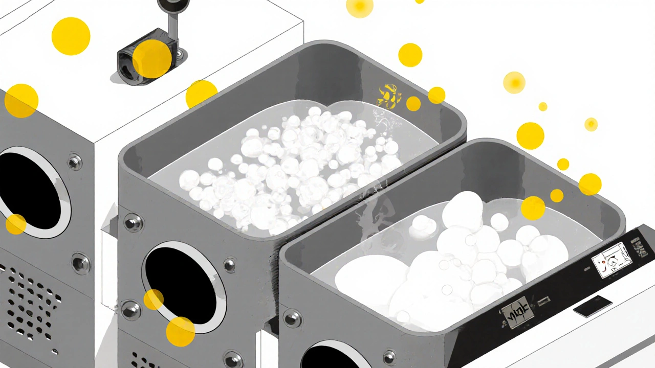 Remote washing station with segmented tanks and blast walls