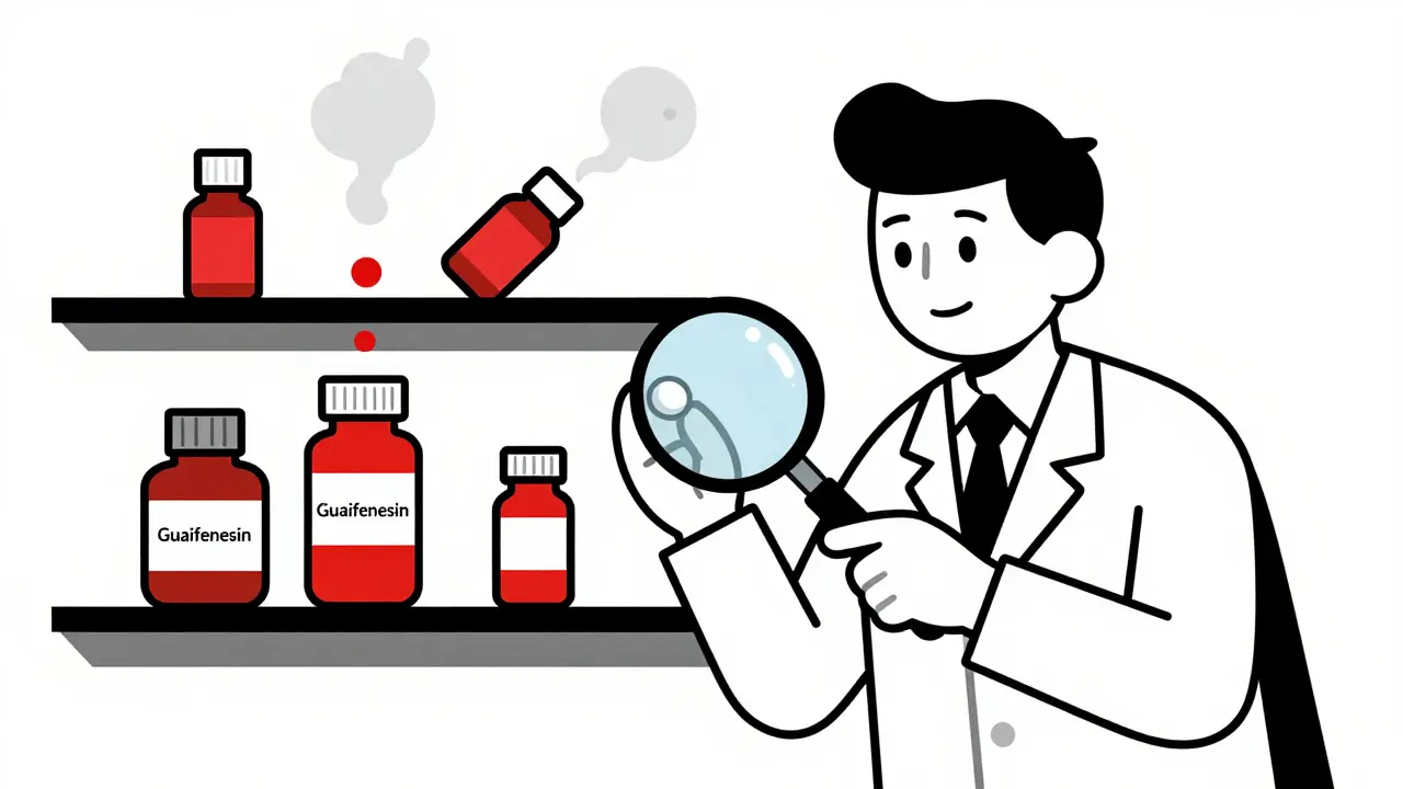 Pharmacist examining a single pill bottle while chaotic multi-ingredient meds vanish in smoke.