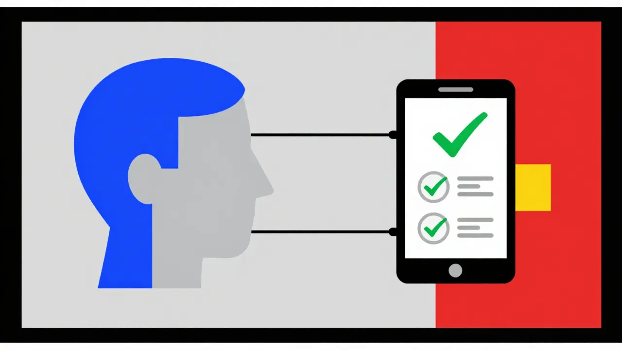 Minimalist graphic of telemedicine consultation and digital prescription