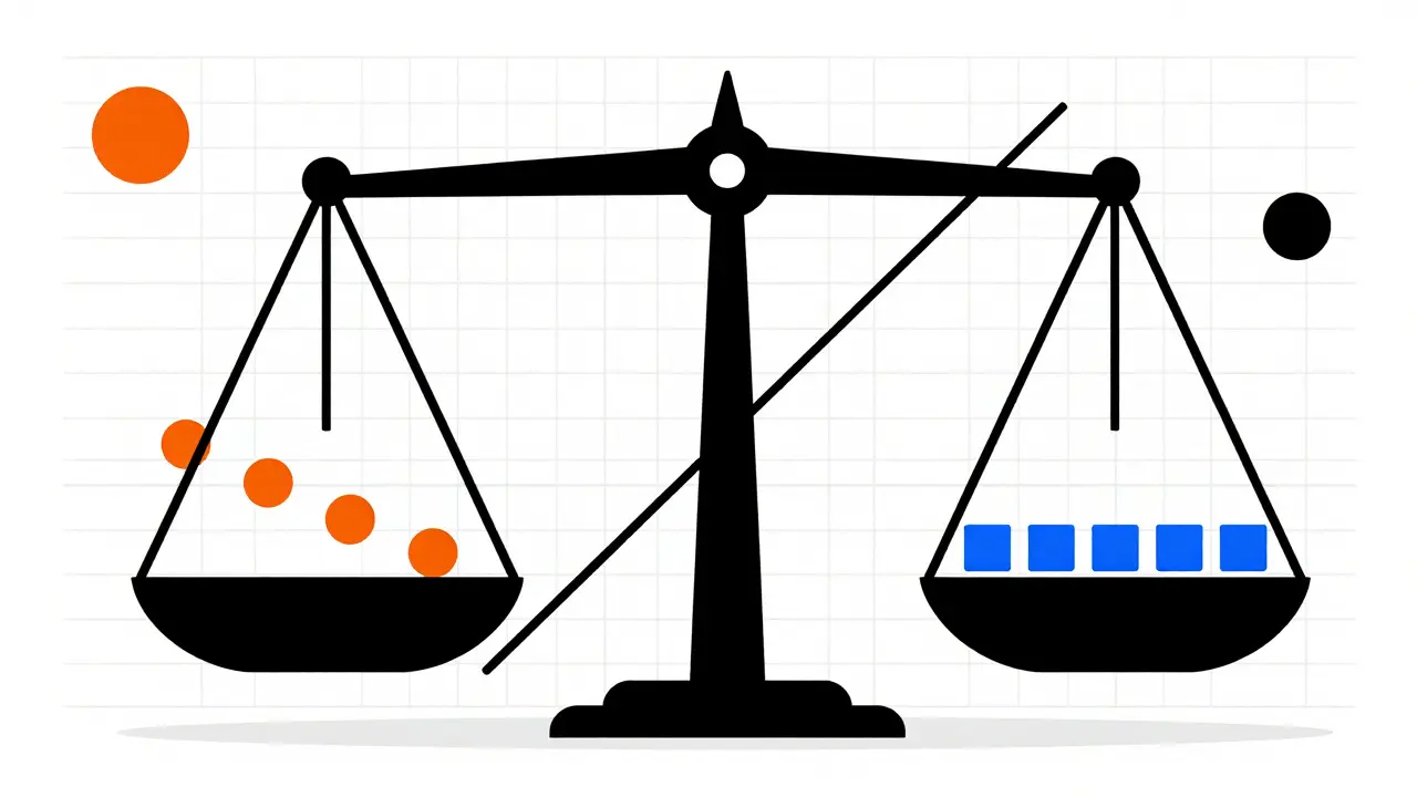 Stylized balance scale showing adjustment of steroid doses and insulin units.