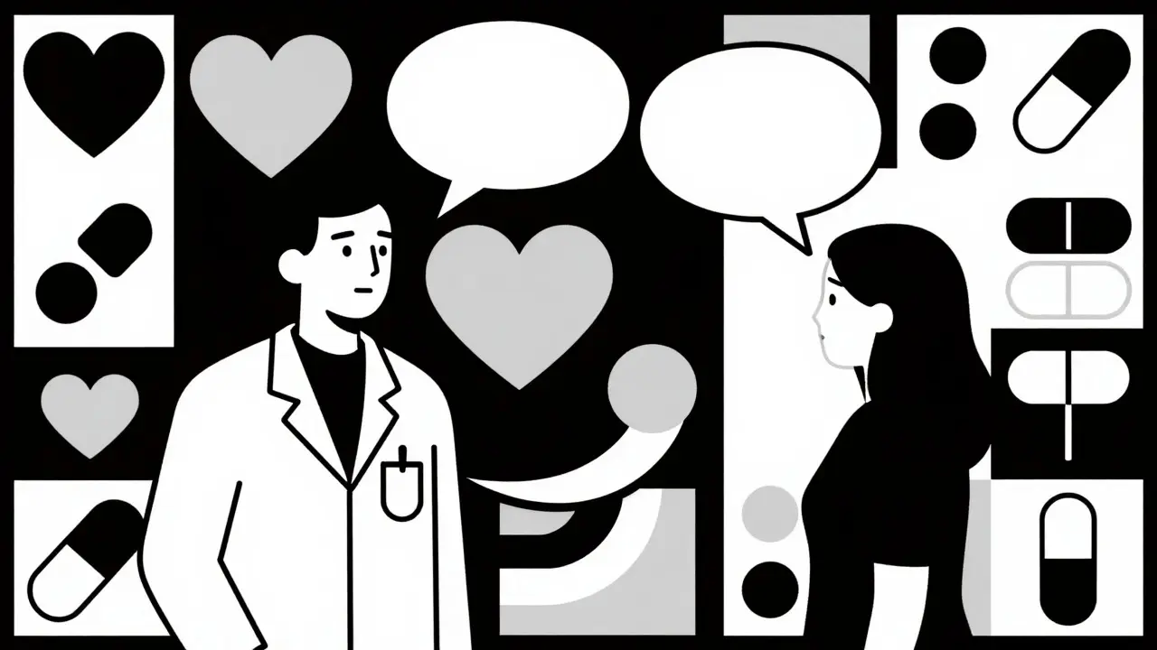 Abstract art showing communication gap between doctor and patient