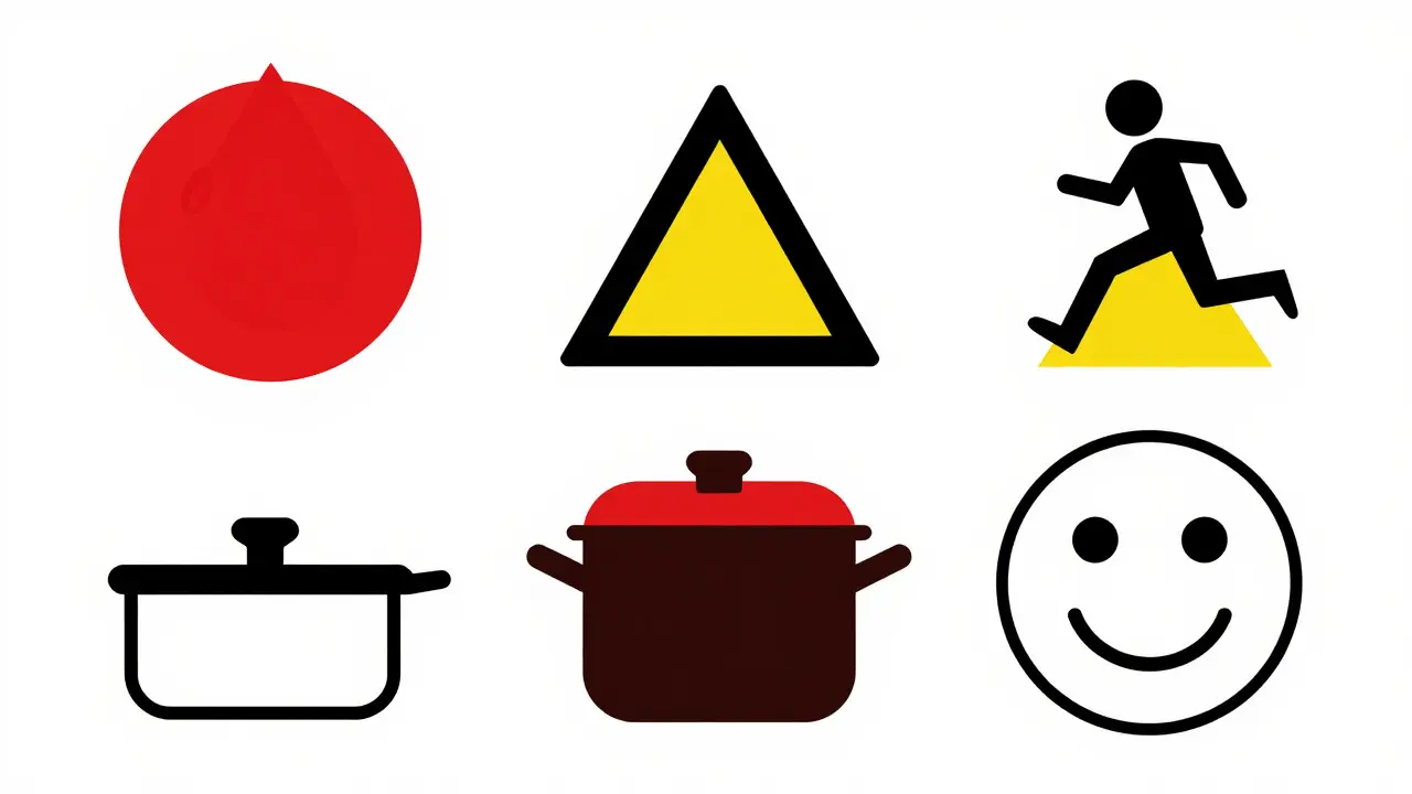 Geometric icons representing health pillars in Bauhaus style