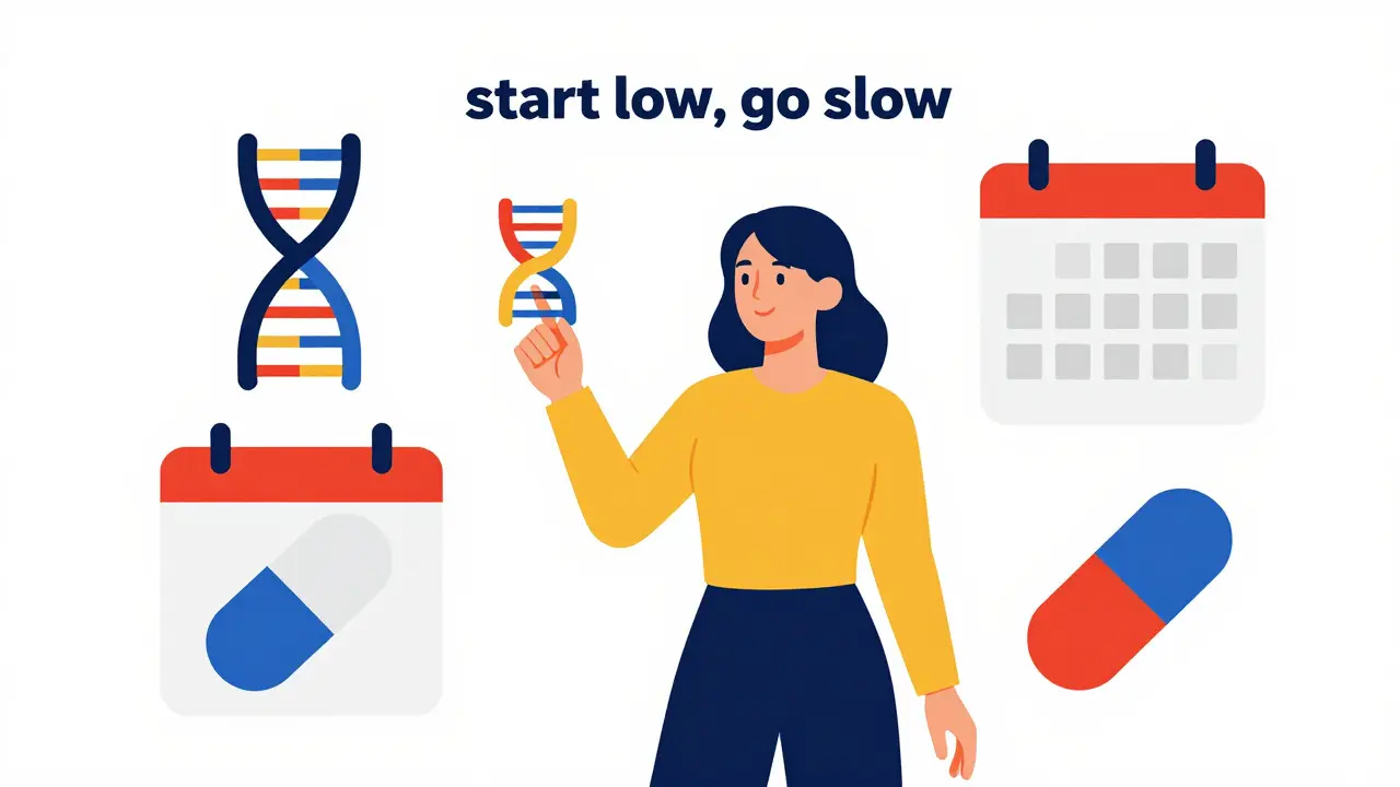 Geometric icons representing statin strategies and genetic testing