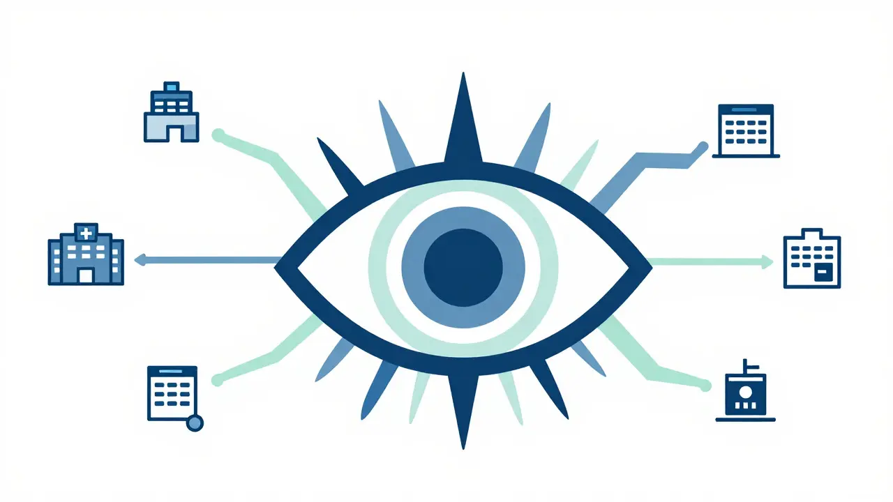 Geometric Bauhaus design of an eye monitoring drug safety data streams